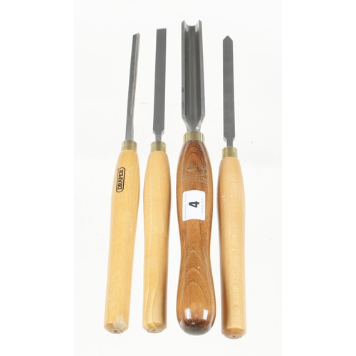 4 - Three little used turning tools by DRAPER and another by CROWN TOOLS G++