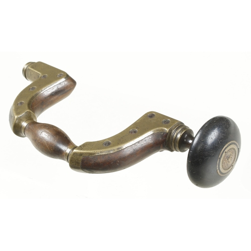 48 - An Ultimatum brass framed beech brace by MARPLES with most orig ring in ebony head G+