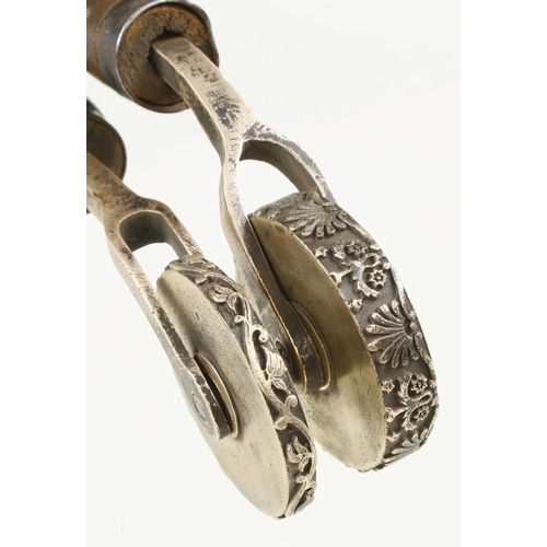 58 - Two bookbinder's brass border rolls with foliage decoration G+