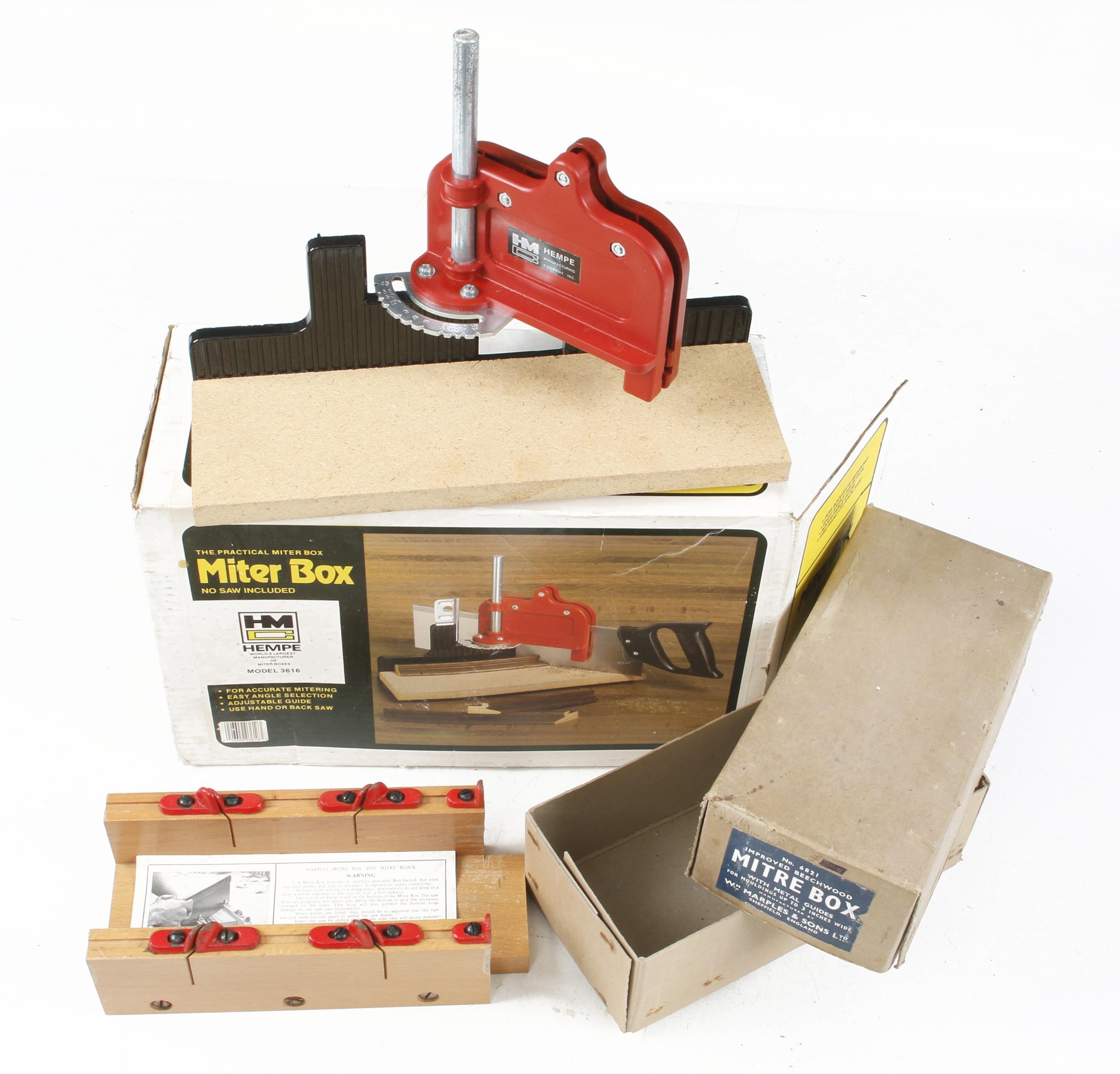 A little used mitre box by MARPLES and another both in orig boxes G++