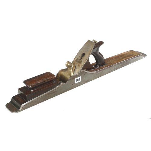 A very rare and hardly used 28 1/2" d/t steel NORRIS A1 jointer with rosewood infill and earliest 1913 Norris patent adjuster, all parts stamped 1. Previously sold in our Cat 62 Lot 1125, a few minor stains o/w F