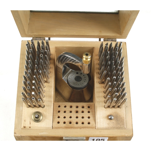 105 - An almost complete watchmaker's staking set in orig lockable box G+