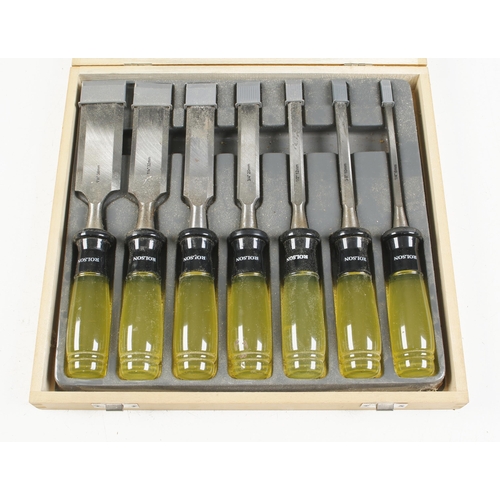 An unused set of 7 bevel edge chisels 1/4