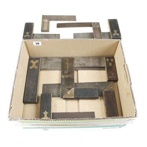 38 - Seven ebony or rosewood and brass squares plus two by STANLEY G+