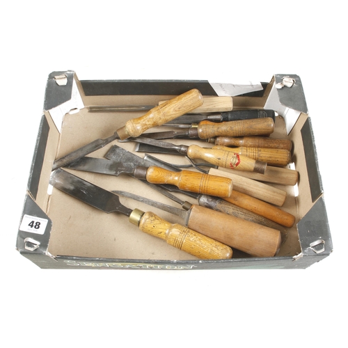 48 - A mortice chisel and 15 other chisels and gouges G+