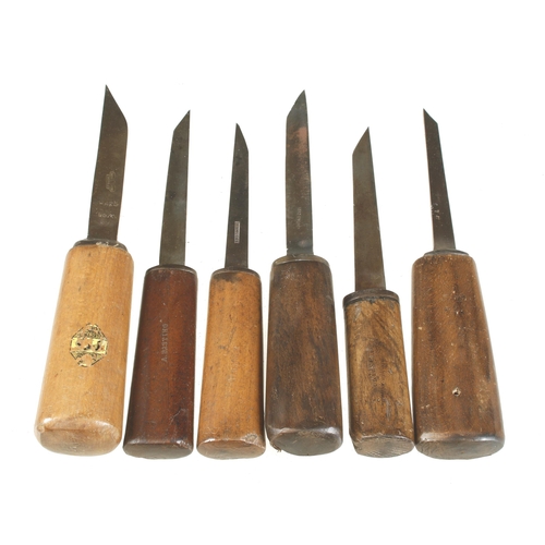 64 - Six mortice chisels G+