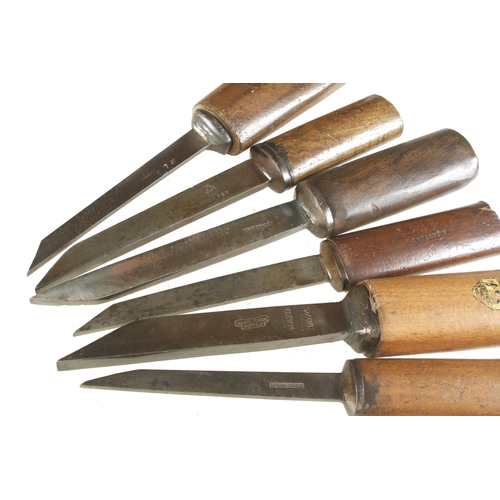 64 - Six mortice chisels G+