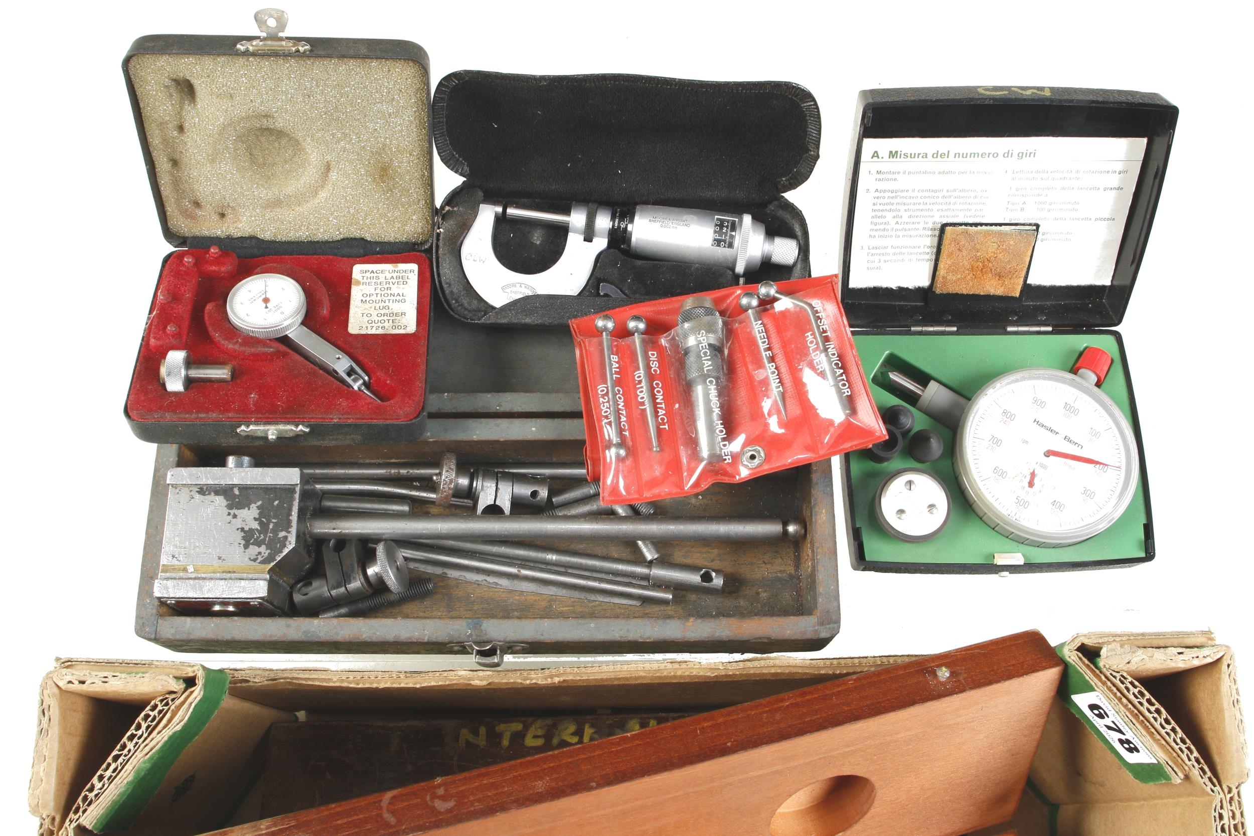 Four engineer's micrometers in orig boxes and 4 other tools G
