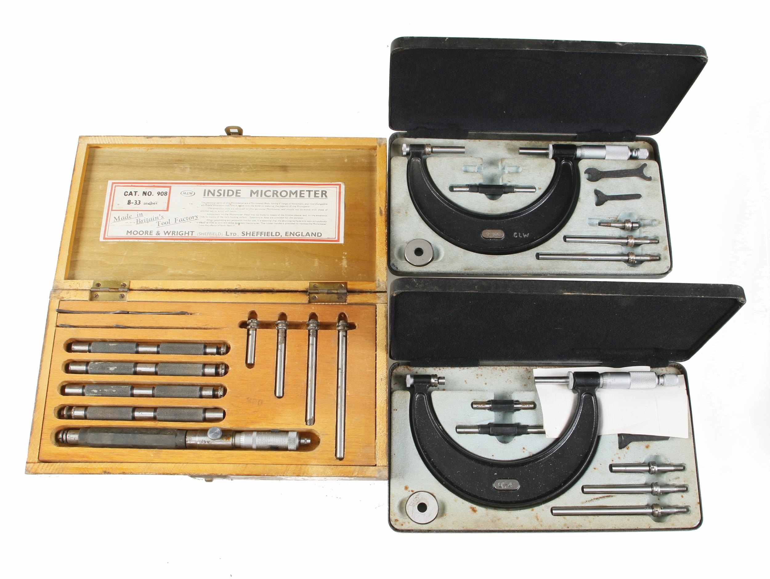 Four engineer's micrometers in orig boxes and 4 other tools G