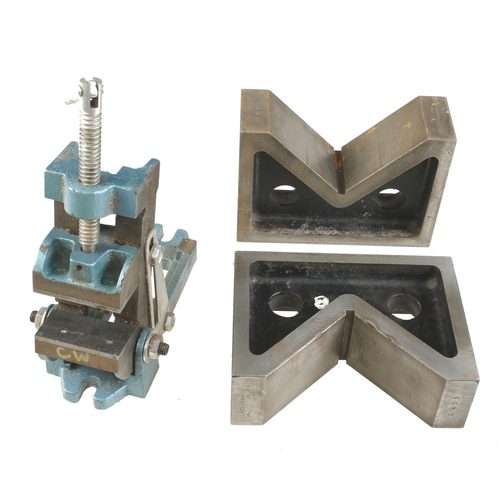 Two engineer's V blocks by ECLIPSE No 215 and a vice G