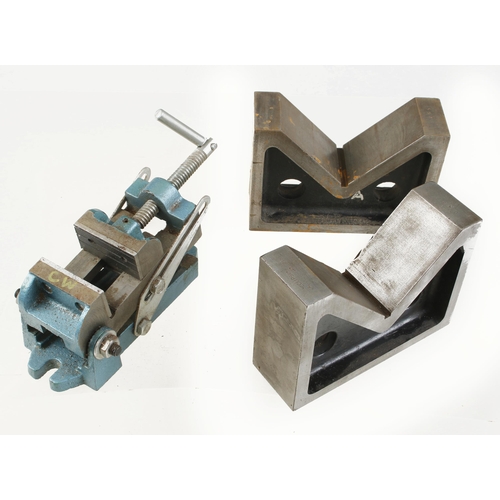 Two engineer's V blocks by ECLIPSE No 215 and a vice G