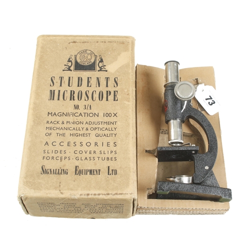 73 - A microscope by SIGNALLING Equipment Ltd No 3A c/w instructions in orig box G++