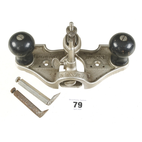 79 - A little used STANLEY No 71 router c/w 3 cutters G++