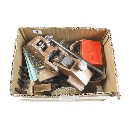 9 - A silversmith's small anvil, hammers etc G+