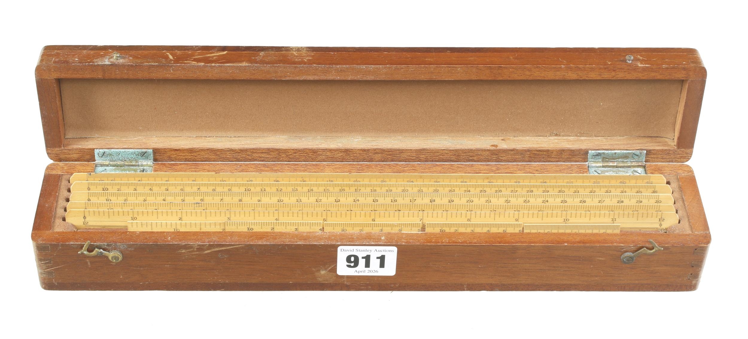 A little used boxed set of Engine Divided boxwood scale rules by A.J.S ...