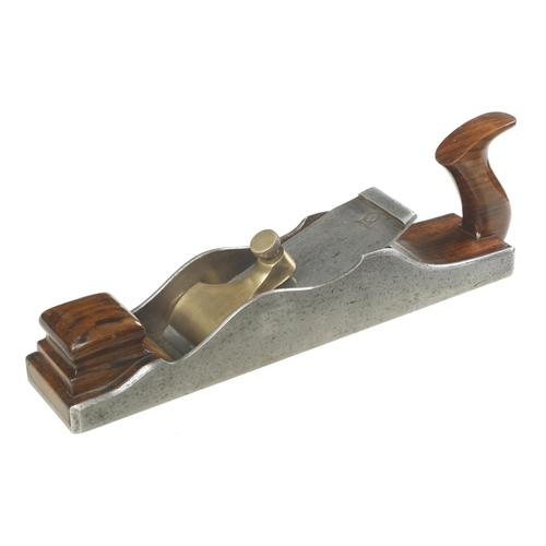 A magnificent and unique SPIERS d/t steel mitre plane 16 1/2" x 3 1/4" with figured rosewood infill and handle and 3" Ward snecked iron (Illustrated Russell fig 1329) F
