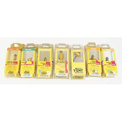 Quantity of various unused router bits by VIPER or TORNADO in orig boxes N