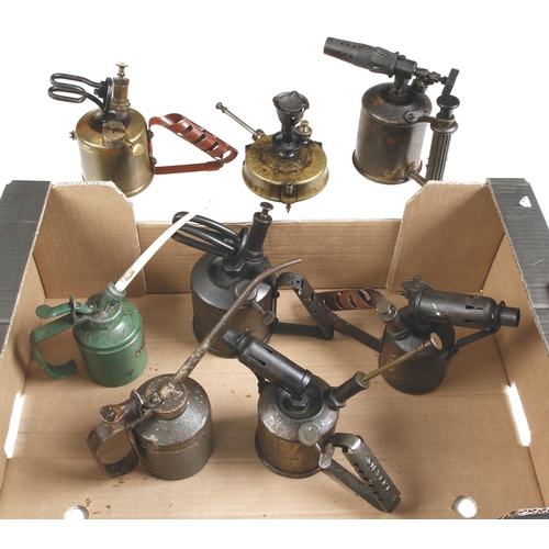 17 - Eight oilcans, blow lamps etc G