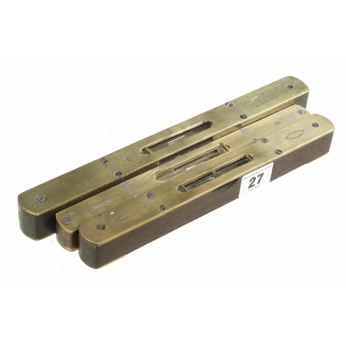 27 - Three brass topped levels to 10