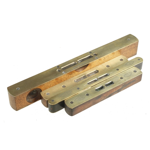28 - Four PRESTON brass topped levels to 12
