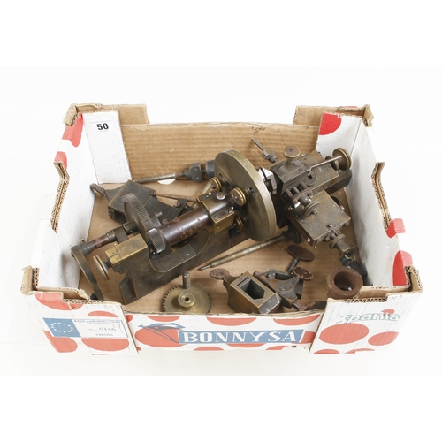 50 - A watchmaker's brass lathe with attachments G