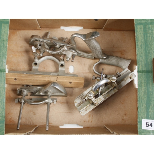 54 - A STANLEY No 45 floral pattern and RECORD Nos 043, 044 and 050 ploughs G
