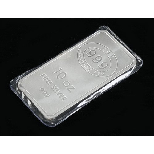 19 - A 10oz Fine Silver 999 bar with orig sealed cover