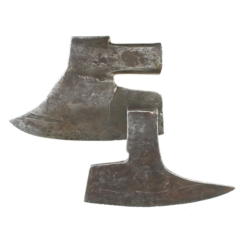 31 - Two R/H and a L/H goosewing side axe heads with maker's marks and 11
