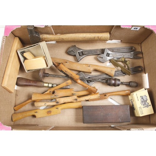 49 - A mortice lock chisel by SORBY, two archimedean drills etc G+
