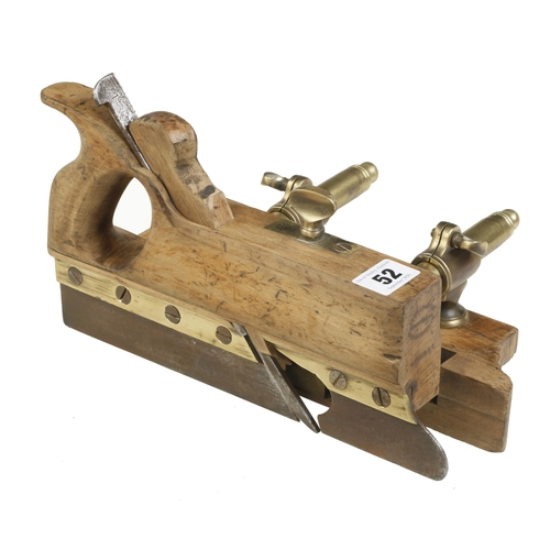 52 - A handled beech plough with brass stems by LIVINGSTON 235 Argyle St. Warranted, cleaned G