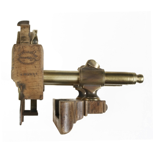52 - A handled beech plough with brass stems by LIVINGSTON 235 Argyle St. Warranted, cleaned G