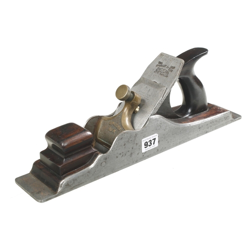 A rare 15 1/2" iron panel plane by SPIERS Ayr with rosewood infill and embossed Spiers Ayr brass lever cap, 50% orig Stewart Spiers iron remains G++