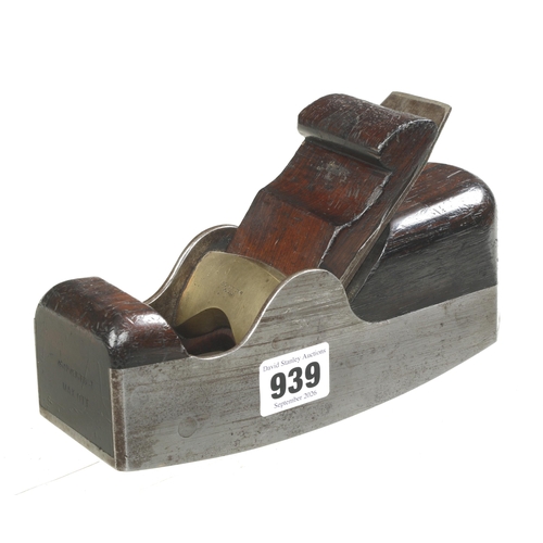 A very rare d/t steel compassed smoother by SPIERS Ayr 7 1/2" x 2 1/2" with rosewood infill and scrolled wedge all parts stamped 1, this is only the second of this model found, ex Max Ott collection G++