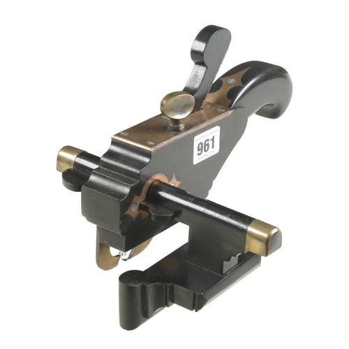 A fine quality Falconer type circular plough plane in ebony  with gunmetal and brass fittings F