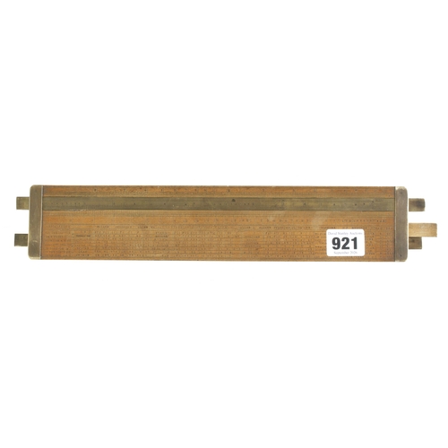A rare engineer's 12" boxwood 3 slide rule (two brass and one boxwood) with Entered at Stationer's Hall, Improved & Arranged by & Manufactured for JAMES NOBLE Engineer Sheffield with numerous scales G