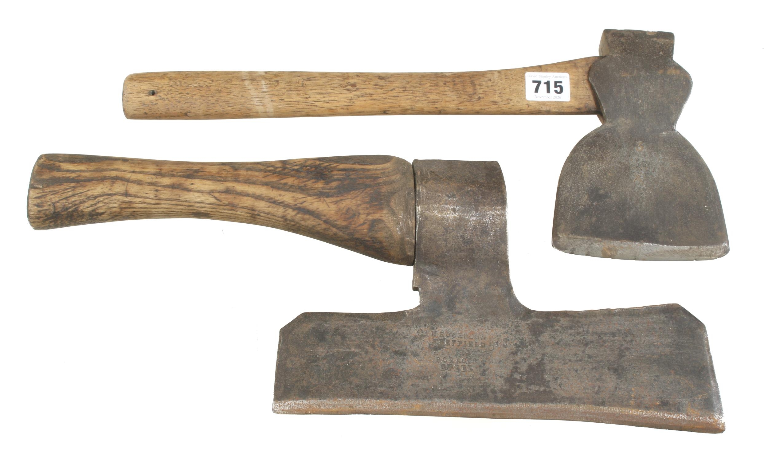 A R/H side axe by H. ROGERSON Sheffield with 10
