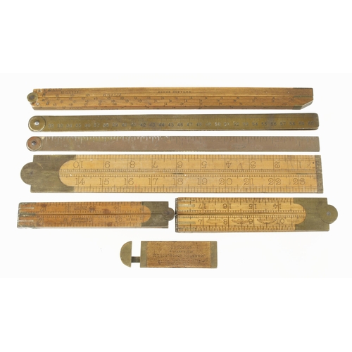 A boxwood dip rule by BLAKE London, a rope gauge and 5 other folding ...
