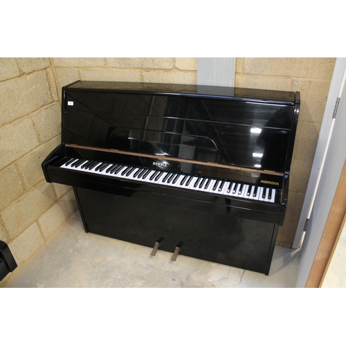 12 - Kemble (c1971)A Nordia upright piano in a bright ebonised case; together with a matching stool.... 