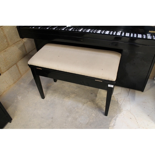 12 - Kemble (c1971)A Nordia upright piano in a bright ebonised case; together with a matching stool.... 