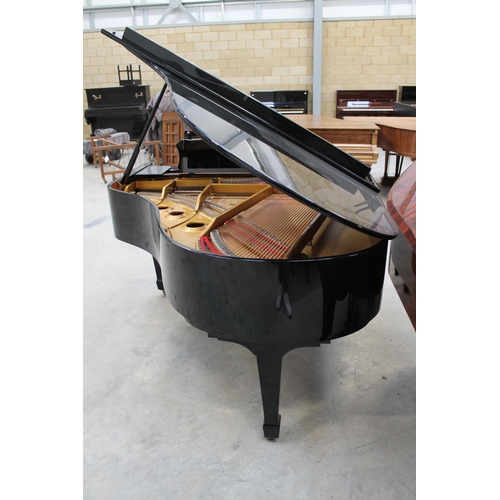 47 - Weber (c2002)A 6ft Model G-185 grand piano in a bright ebonised case on square tapered legs; togethe... 