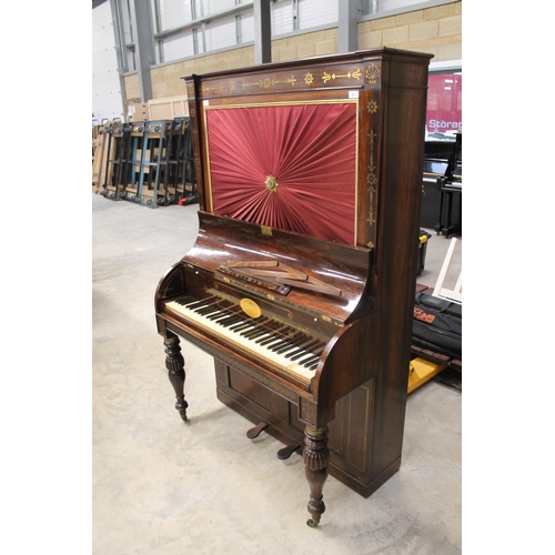 50 - Tomkison Cabinet Piano No 97(c1815)A cabinet piano in a rosewood case with turned and fluted baluste... 