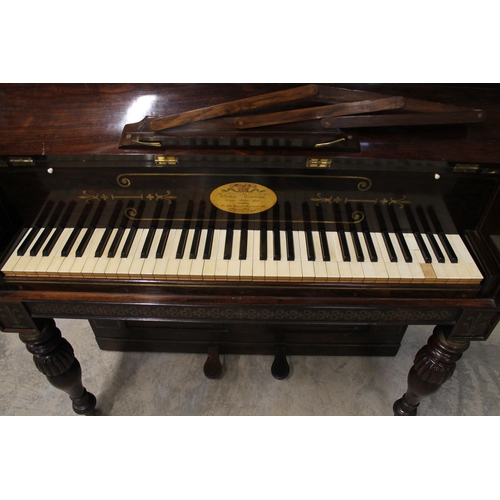 50 - Tomkison Cabinet Piano No 97(c1815)A cabinet piano in a rosewood case with turned and fluted baluste... 