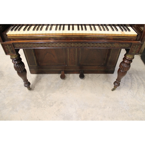 50 - Tomkison Cabinet Piano No 97(c1815)A cabinet piano in a rosewood case with turned and fluted baluste... 