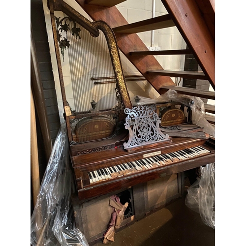 14 - John Steward (c1860)A rosewood and gilt painted upright harp Euphonicon. The fascia board inscribed ... 