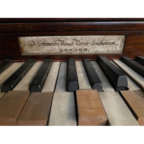 14 - John Steward (c1860)A rosewood and gilt painted upright harp Euphonicon. The fascia board inscribed ... 