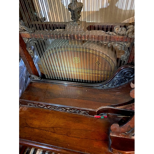 14 - John Steward (c1860)A rosewood and gilt painted upright harp Euphonicon. The fascia board inscribed ... 