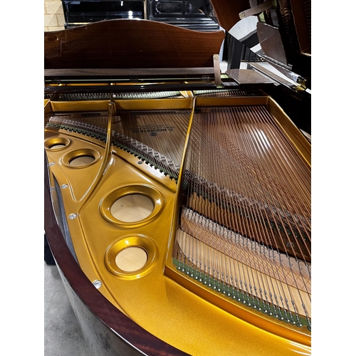 104 - Bechstein (c1991) A 5ft 10in Model M grand piano in a bright mahogany case on square tapered legs.