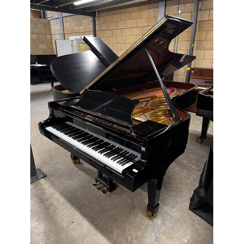 115 - Steinway (c2000)A 9ft Model D grand piano in a bright ebonised case with a satin ebonised lid, on sq... 