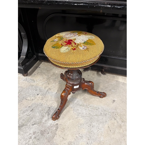 37 - Steinway (c1891)An upright piano in an ebonised case; together with a stool. IRN: HXWCNZAH