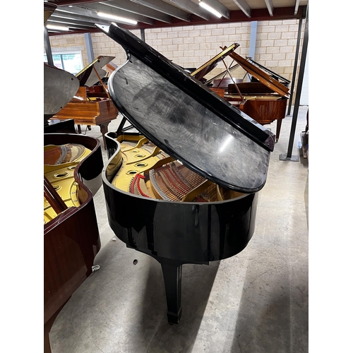 48 - Yamaha (c1986)A 6ft 1in Model C3 grand piano in a bright ebonised case on square tapered legs.